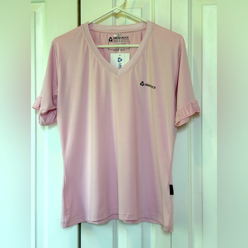 NWT -Urban Buck V-Neck Ruffle Tee